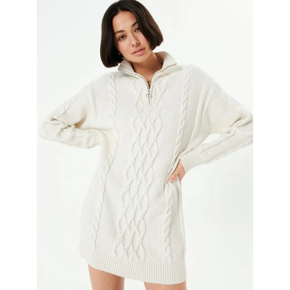 Aritzia Sunday Best Demi Chunky Cable Knit Ribbed Sweater Dress - Picture 1 of 14